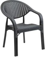 BAMBOO Pro Πολυθρόνα Κήπου - Βεράντας Στοιβαζόμενη, PP-UV (Rattan Look) Ανθρακί