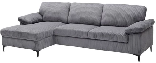 CYRIL Καναπές Δεξιά Γωνία, Ύφασμα Κοτλέ Γκρι