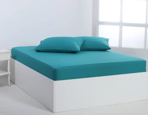 Βαμβακερό σεντόνι essentials (125cm x 200cm + 35cm) teal blue - -