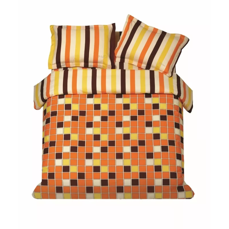 ΠΑΠΛ/ΘΗΚΗ ΣΕΤ Υ/Δ SQUARES ORANGE 220x240cm 2*50x70cm 100%COTTON - -