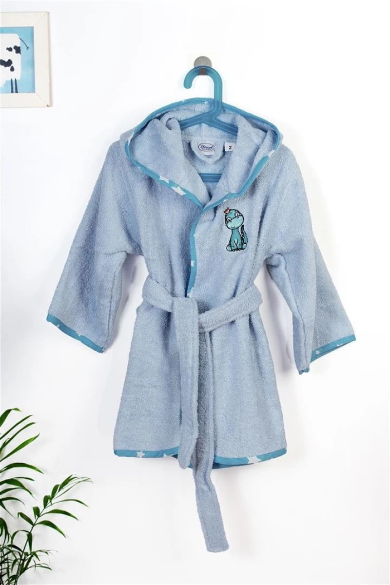 Μπουρνούζι Με Κέντημα kids Dinosaur 179 Size: 04 Sky Blue 100% Cotton - -