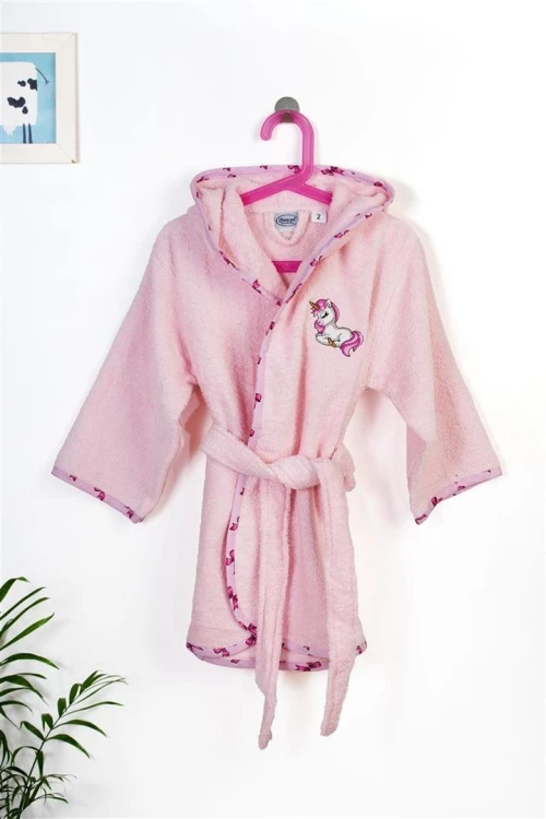Μπουρνούζι Με Κέντημα kids Unicorn 187 Size: 02 Pink 100% Cotton - -
