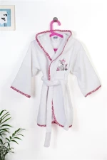 Μπουρνούζι Με Κέντημα kids Deer 197 Size: 04 White-Pink 100% Cotton - -