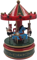 Christmas Carousel Μουσικό κουτί red_green 10x10x16 Oem