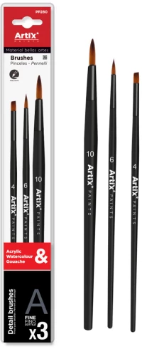 ARTIX PAINTS σετ πινέλων ζωγραφικής PP280, μαύρο, 3τμχ