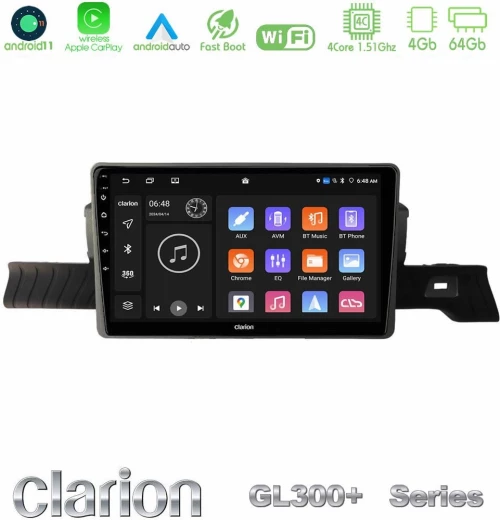 Clarion Gl300+ Series 4core Android11 4+64gb Citroen c3 you 2025-> Navigation Multimedia Tablet 9" u-Gl34-Ct2589