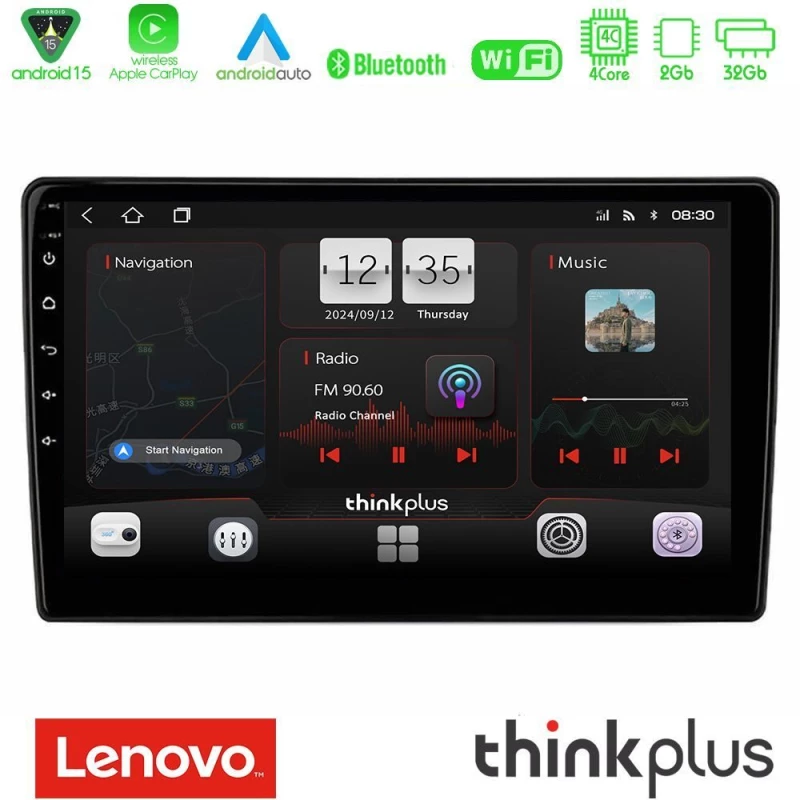 Lenovo Thinkplus Series 4core Android15 2+32gb Mitsubishi Outlander 2002 – 2007 Navigation Multimedia Tablet 10" με Carplay & Android Auto u-sqz-Mt3005