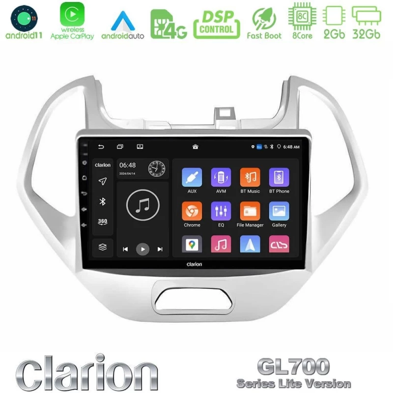 Clarion Gl700 Lite Series 8core Android11 2+32gb Ford ka 2016-2020 Navigation Multimedia Tablet 9" με Carplay & Android Auto u-G72l-Fd0767