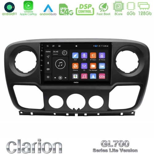Clarion Gl700 Lite Series 8core Android11 6+128gb Renault/nissan/opel Navigation Multimedia Tablet 10" με Carplay & Android Auto u-G76l-Rn1526
