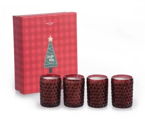 Αρωματικά Κεριά Jingle Bells (Σετ 4τμχ) 4x70 gr Red Nef-Nef