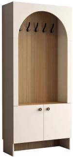 Έπιπλο Εισόδου Palermo 845HCT4234 90x37x200,6cm Cream-Oak Μοριοσανίδα, Μελαμίνη