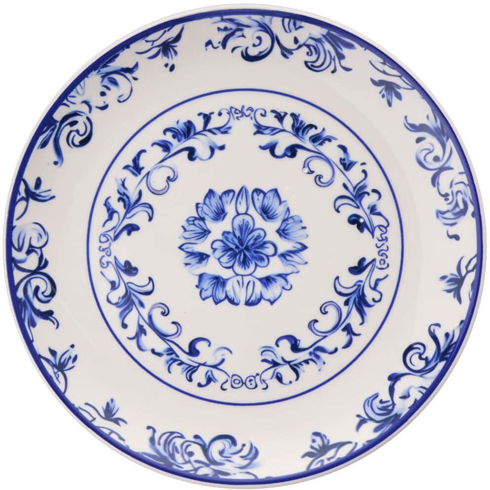 Πιάτο Ρηχό Flower (Σετ 6Τμχ) 471PST1166 25,5x25,5x2,5cm Blue-White Hermia Κεραμικό