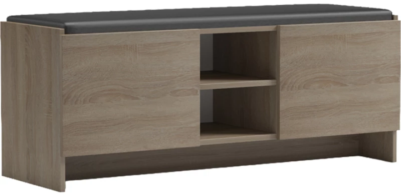 Παπουτσοθήκη-σκαμπό Zulla  sonoma-μαύρο 110x37x43εκ