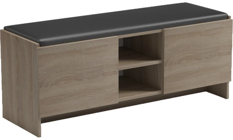 Παπουτσοθήκη-σκαμπό Zulla  sonoma-μαύρο 110x37x43εκ