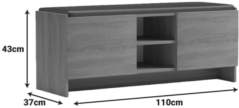 Παπουτσοθήκη-σκαμπό Zulla  sonoma-μαύρο 110x37x43εκ