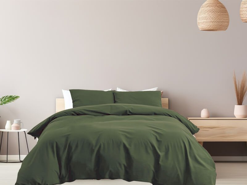 Σετ Παπλωματοθήκη Μονόχρωμη 100% Βαμβακερή Γαρύφαλλο - Χακί, 160x240