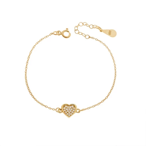 Βραχιόλι Γυναικείο Senza από επιχρυσωμένο ασήμι 925, καρδιά