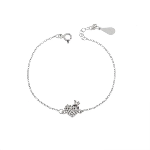 Βραχιόλι Γυναικείο Senza από ασήμι 925, καρδιά με μονόπετρο