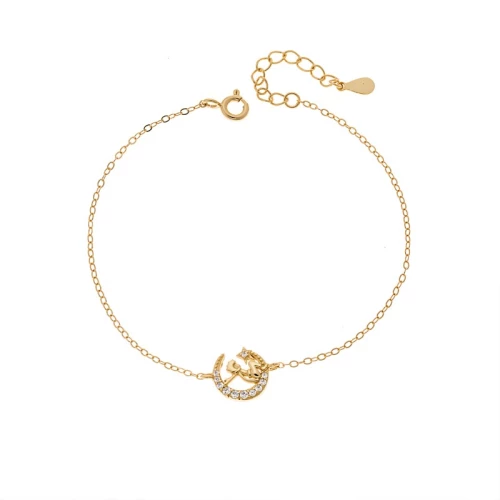 Βραχιόλι Γυναικείο Senza από επιχρυσωμένο ασήμι 925, μισοφέγγαρο με μικρο πρίγκιπα