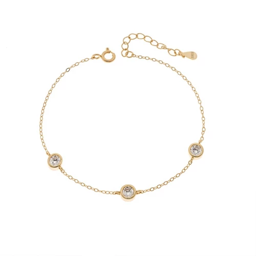 Βραχιόλι Γυναικείο Senza από επιχρυσωμένο ασήμι 925, τρεις πέτρες