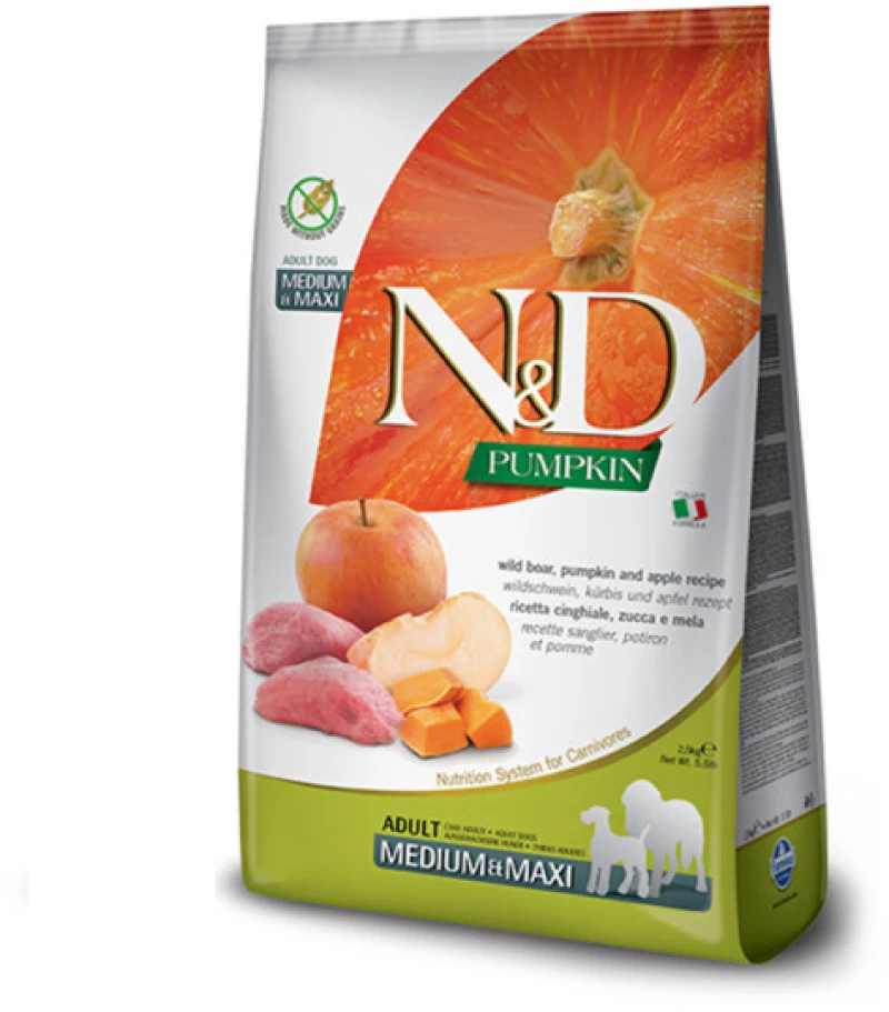 N+D Dog Pumpkin Boar + Apple Adult Medium and Maxi 2,5kg