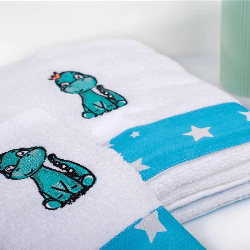 Πετσέτες Παιδικές Σετ 2 τεμ Dinosaur 180 White-Sky Blue Dimcol