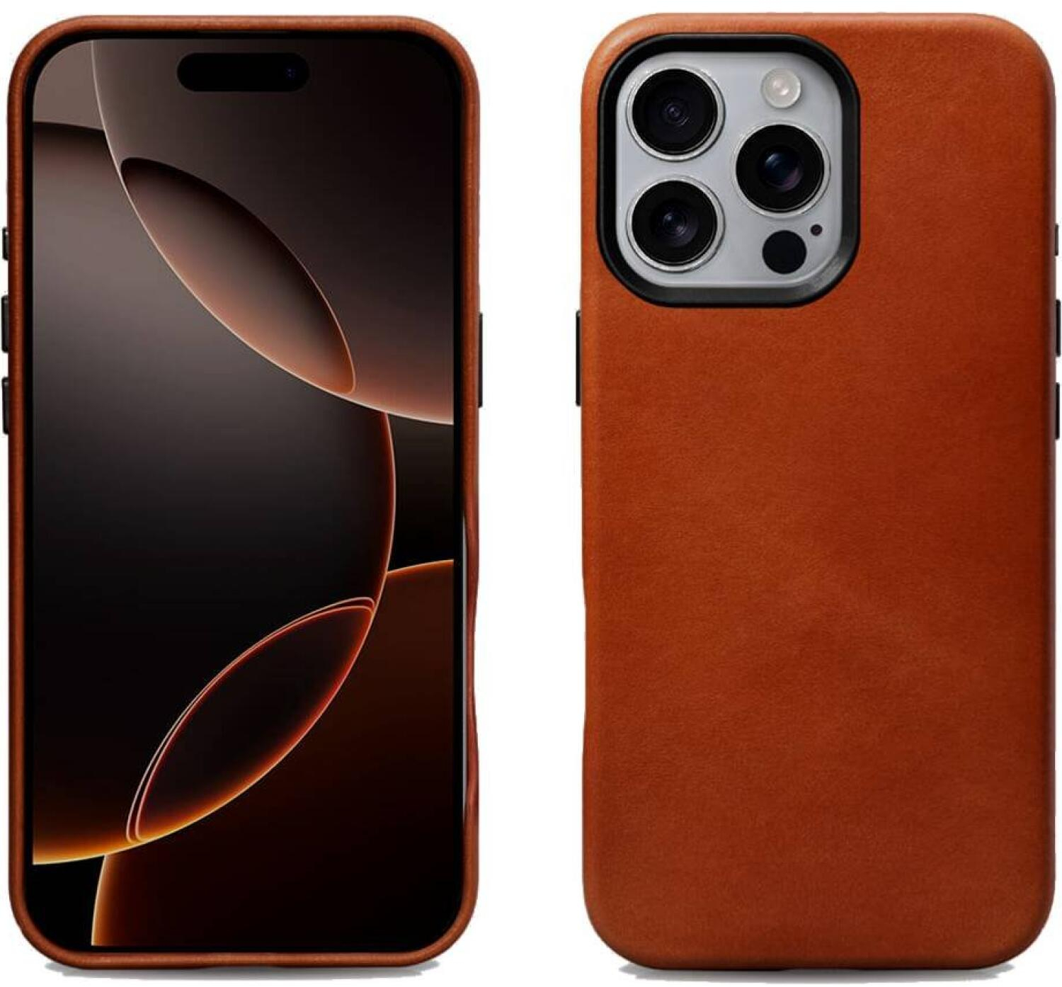 Θήκη iPhone 16 Pro Max iCarer Leather Back Case Δερμάτινη με MagSafe - Retro Brown (WMI16240704-SN)