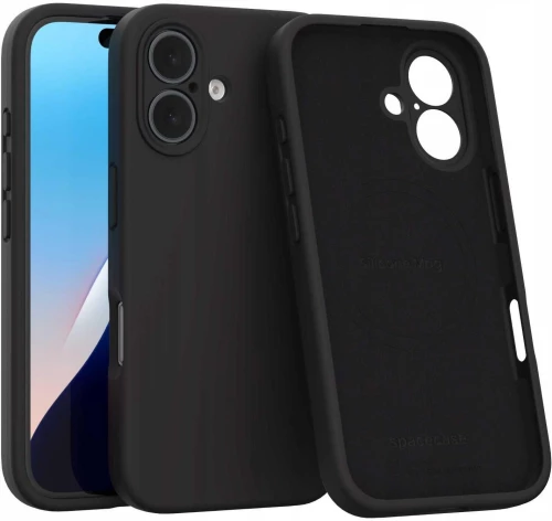 Θήκη iPhone 16 Spacecase Silicone Mag Case Σιλικόνης με MagSafe - Black (5905719137953)