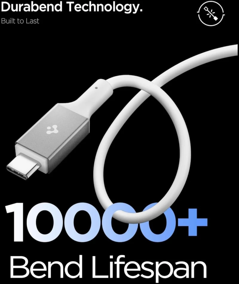 Καλώδιο Type-C Spigen Essential EB10020CC Φόρτισης 100W & Μεταφοράς Δεδομένων 5Gbps σε Type-C 200cm - White (ACA08775)