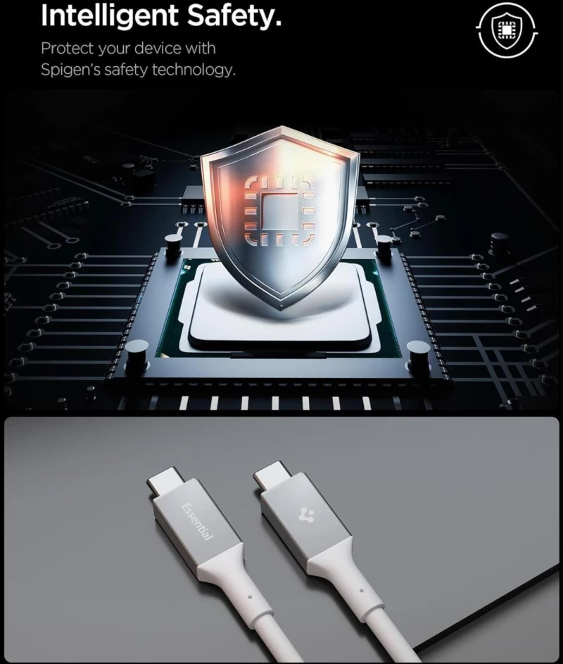 Καλώδιο Type-C Spigen Essential EB10020CC Φόρτισης 100W & Μεταφοράς Δεδομένων 5Gbps σε Type-C 200cm - White (ACA08775)