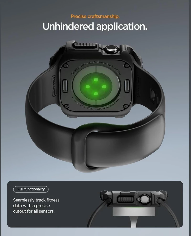 Θήκη Apple Watch 11 / 10 46mm Spigen Rugged Armor 2 Ανθεκτική Σιλικόνης - Matte Black (ACS10499)