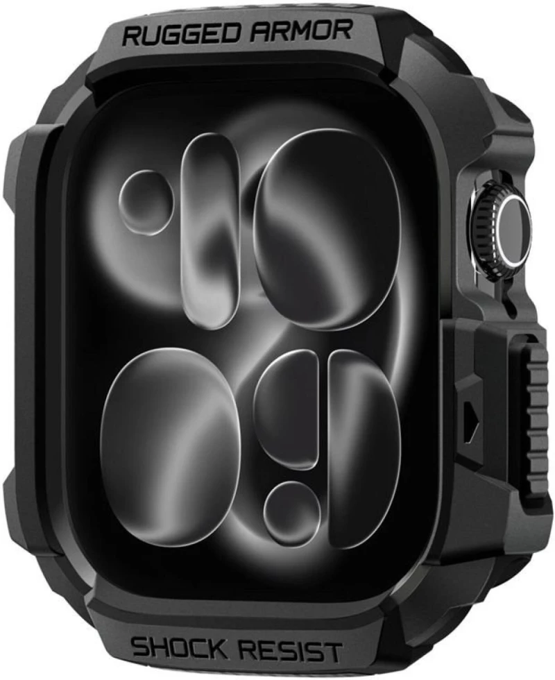 Θήκη Apple Watch 11 / 10 46mm Spigen Rugged Armor 2 Ανθεκτική Σιλικόνης - Matte Black (ACS10499)