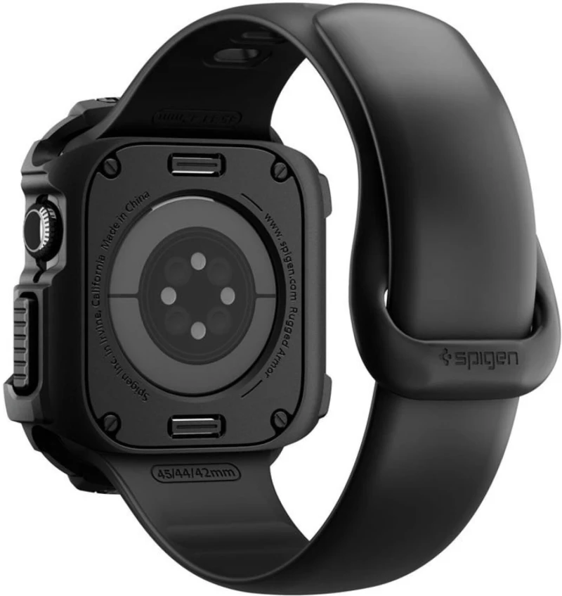 Θήκη Apple Watch 11 / 10 46mm Spigen Rugged Armor 2 Ανθεκτική Σιλικόνης - Matte Black (ACS10499)