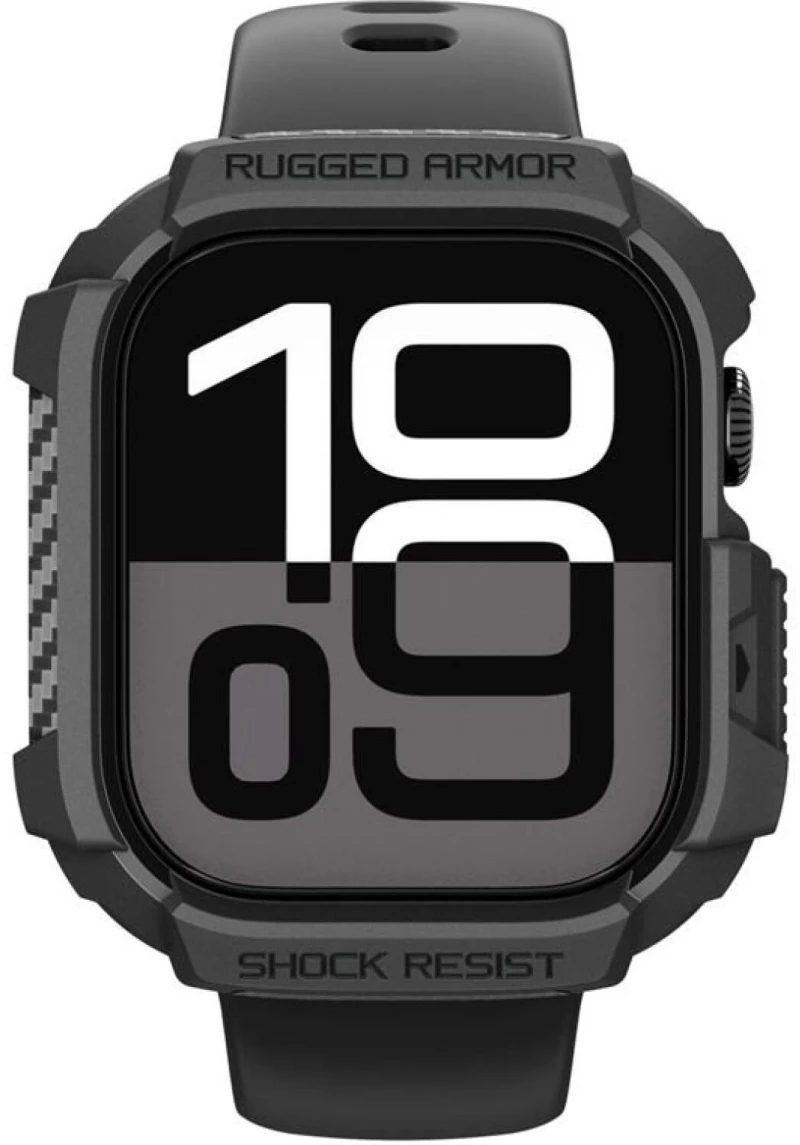 Θήκη Apple Watch 11 / 10 46mm Spigen Rugged Armor 2 Ανθεκτική Σιλικόνης - Matte Black (ACS10499)