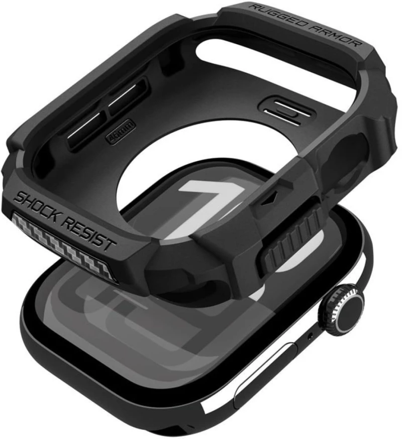 Θήκη Apple Watch 11 / 10 46mm Spigen Rugged Armor 2 Ανθεκτική Σιλικόνης - Matte Black (ACS10499)