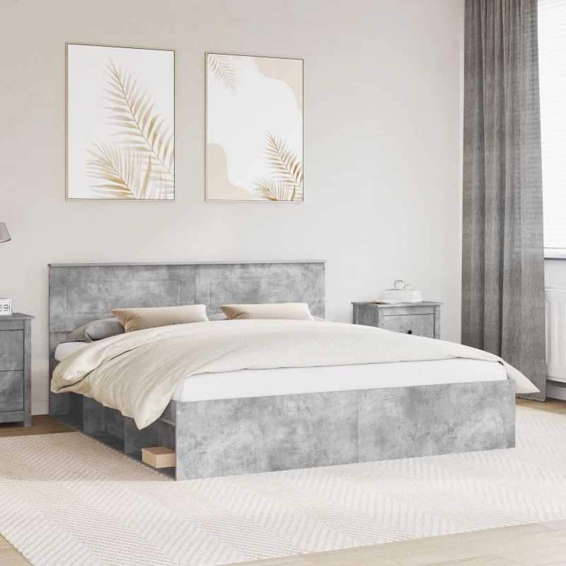vidaXL Σκελετός Κρεβατιού Σκυρόδεμα 180 x 200 cm Επεξεργασμένο ξύλο