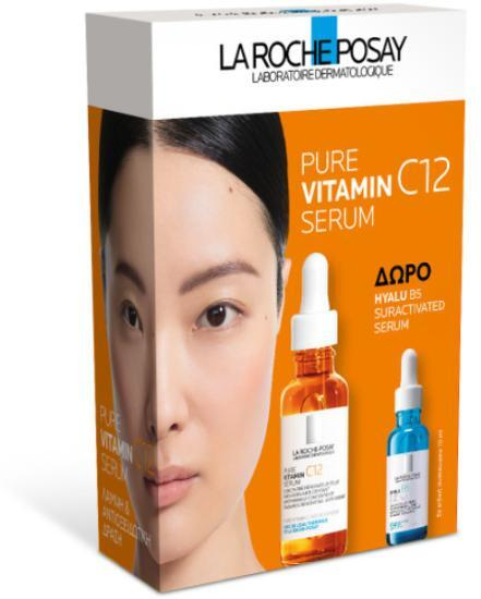 LA ROCHE POSAY Promo Pure Vitamin C12 Serum Αντιρυτιδικός Ορός Λάμψης Με Βιταμίνη C, 30ml & Δώρο Ηyalu B5 Suractivated Serum Ορός Επανόρθωσης & Αναπλήρωσης Όγκου, 10ml