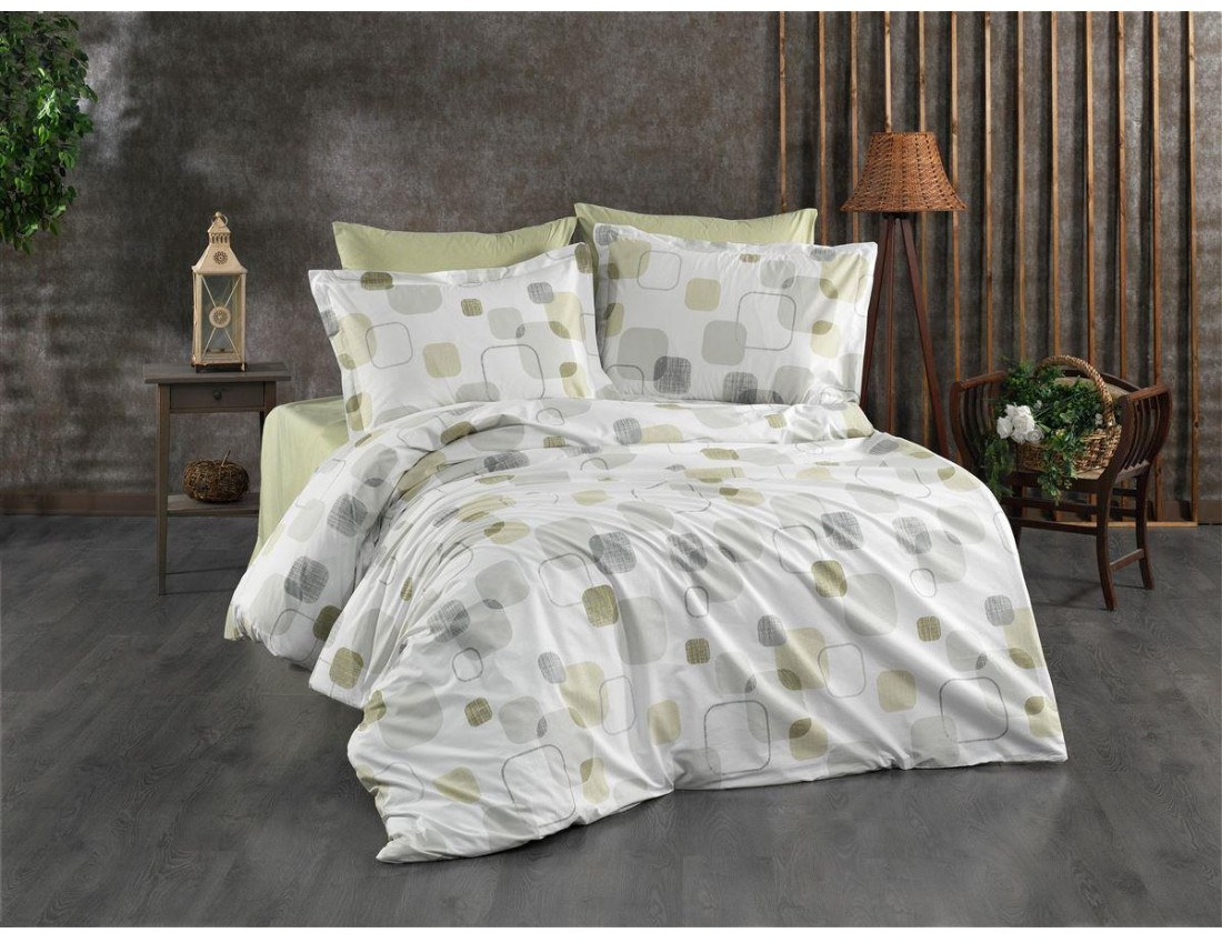 Σετ Σεντόνια Υπέρδιπλα 4 Τεμαχίων Dimcol Μελίνα 708 220x240 White-Olive