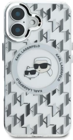 Karl Lagerfeld IML Monogram Karl & Choupette Head MagSafe iPhone 16 Case - Clear