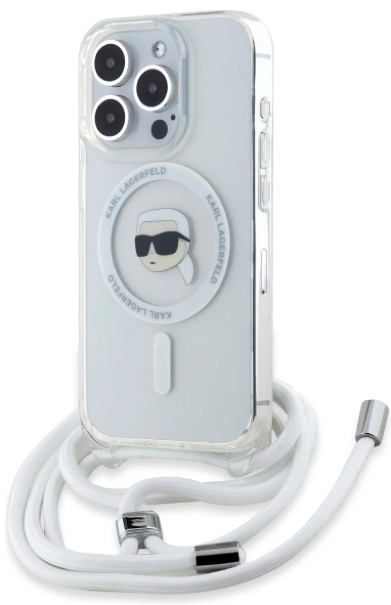 Karl Lagerfeld Crossbody IML Karl Head Magsafe Case for iPhone 16 Pro - Clear