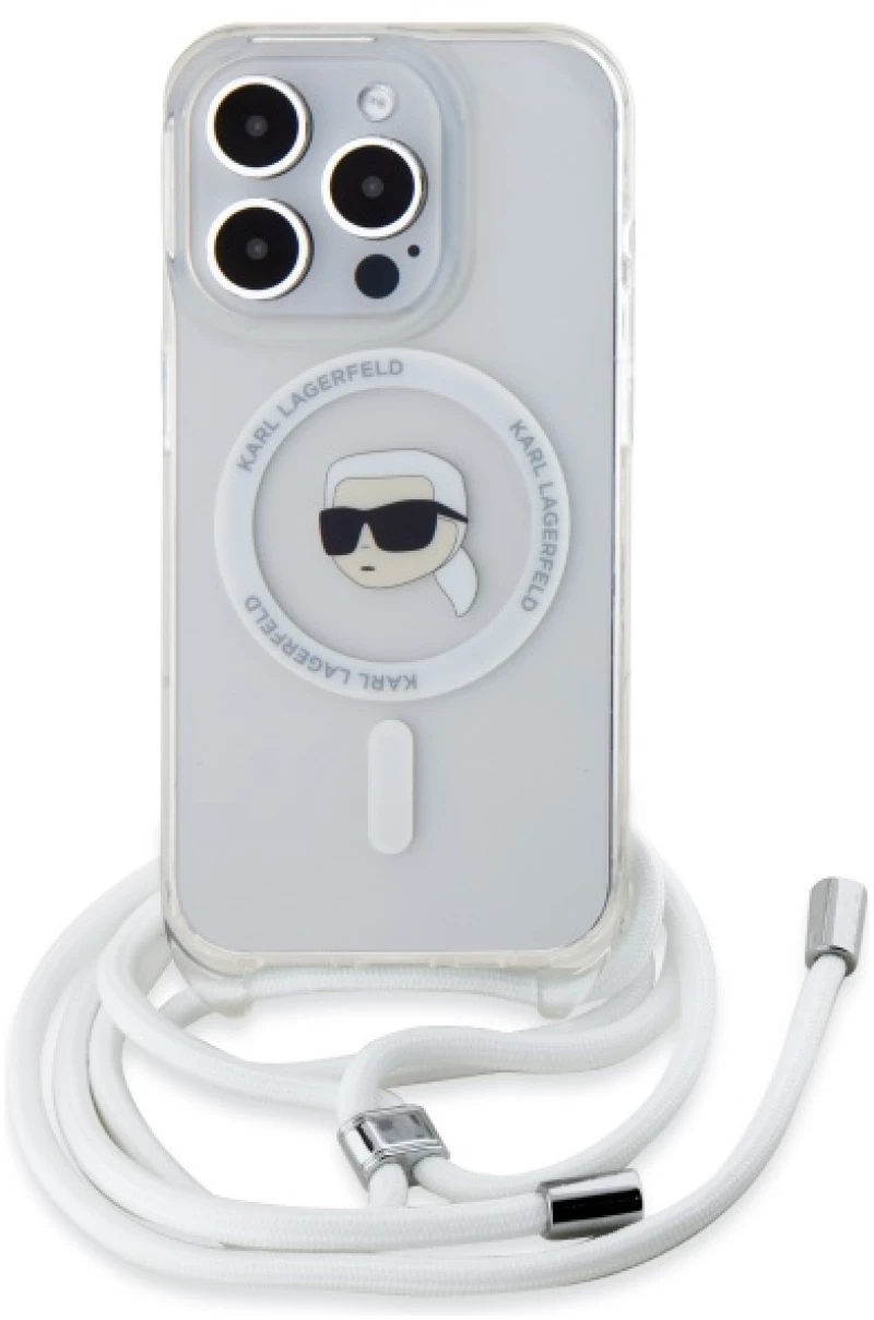 Karl Lagerfeld Crossbody IML Karl Head Magsafe Case for iPhone 16 Pro - Clear
