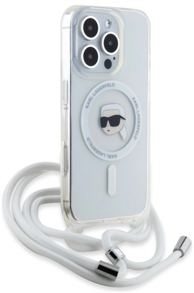 Karl Lagerfeld Crossbody IML Karl Head Magsafe Case for iPhone 16 Pro - Clear