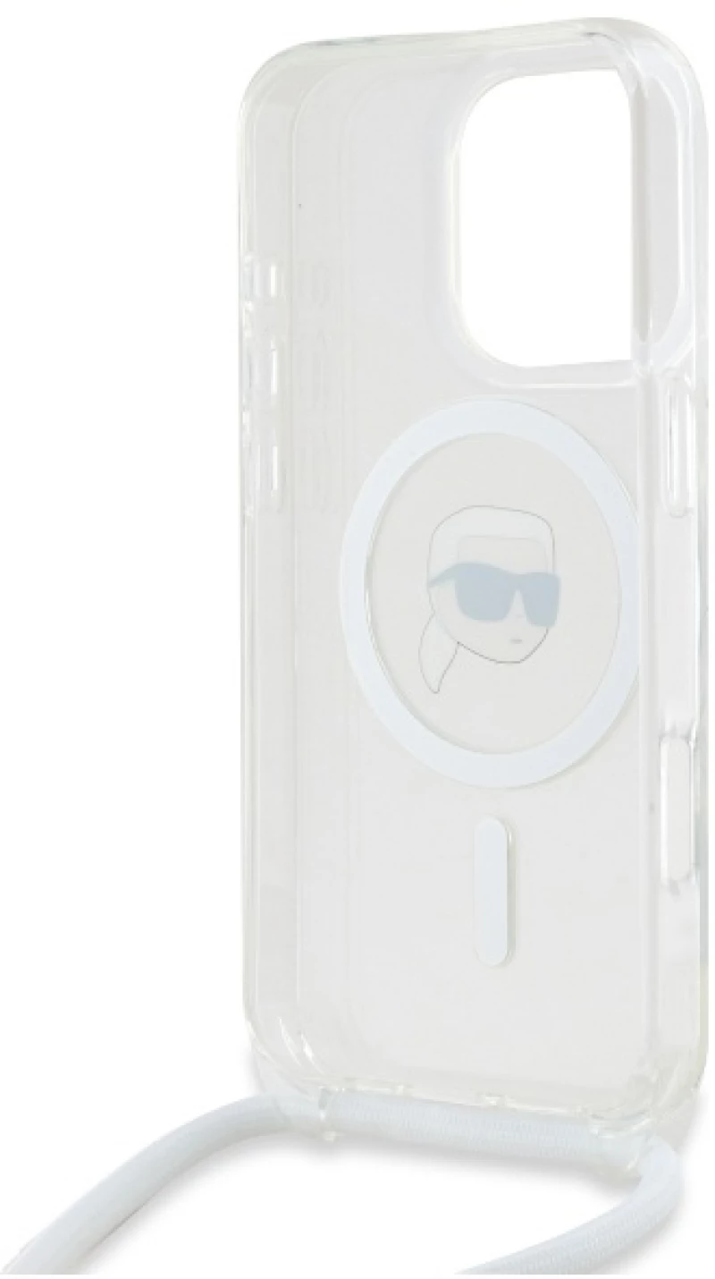 Karl Lagerfeld Crossbody IML Karl Head Magsafe Case for iPhone 16 Pro - Clear
