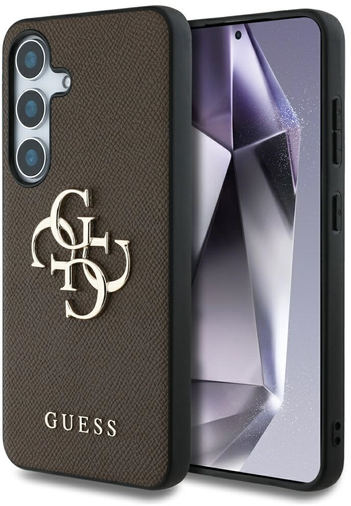 Guess Grained Big 4G Logo Small Classic Logo case for Samsung Galaxy S25 brown