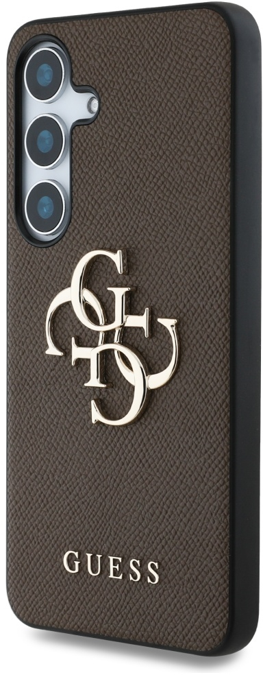 Guess Grained Big 4G Logo Small Classic Logo case for Samsung Galaxy S25 brown