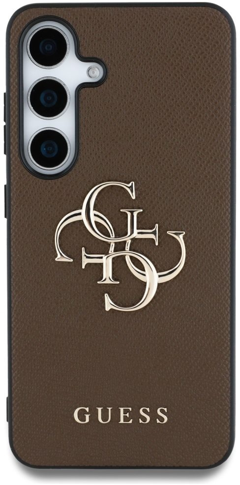 Guess Grained Big 4G Logo Small Classic Logo case for Samsung Galaxy S25 brown