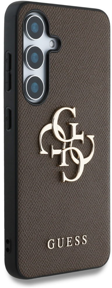 Guess Grained Big 4G Logo Small Classic Logo case for Samsung Galaxy S25 brown