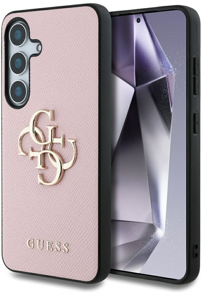 Guess Grained Big 4G Logo Small Classic Logo case for Samsung Galaxy S25 pink
