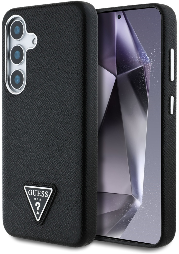 Guess Grained Triangle Logo MagSafe case for Samsung Galaxy S25 - black