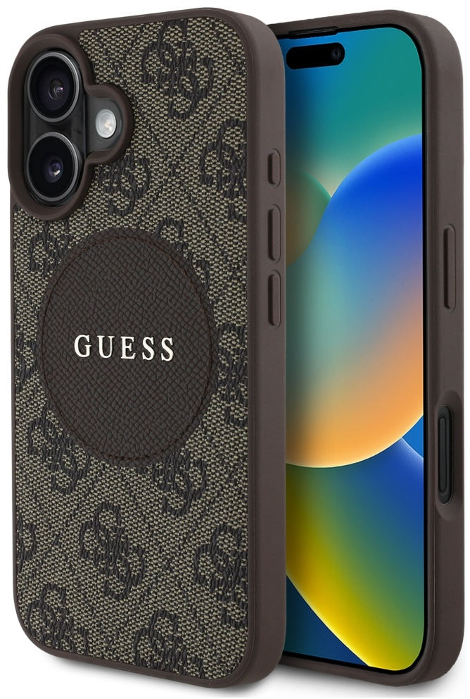 Guess 4G Circle Classic Logo MagSafe case for iPhone 16 - brown
